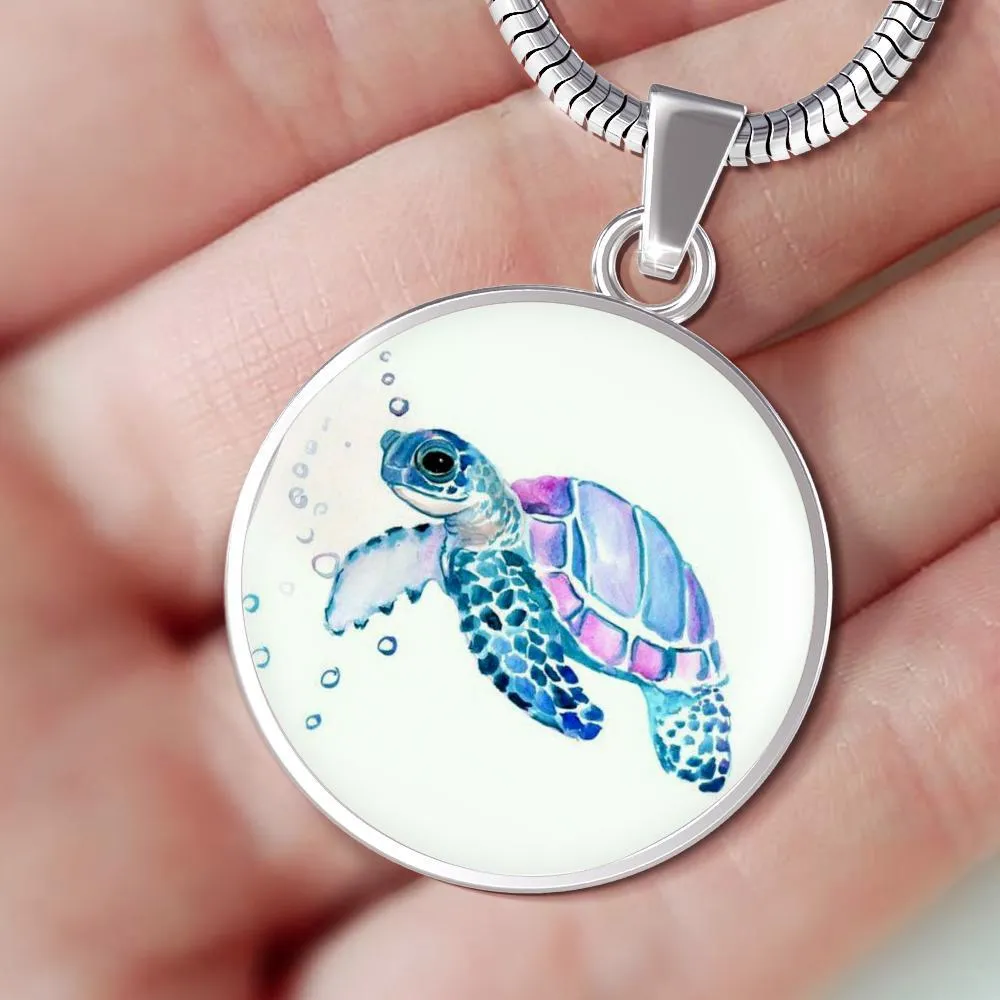 Little Purple Sea Turtle Necklace