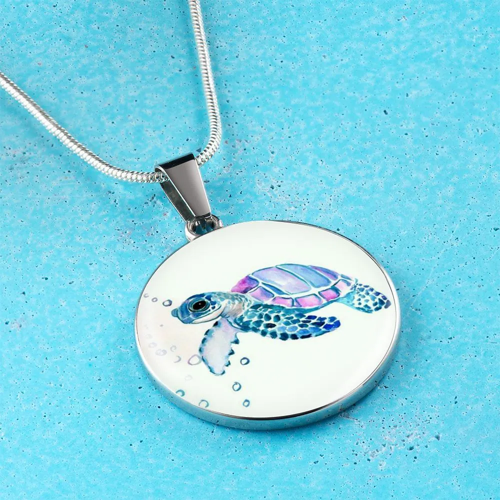 Little Purple Sea Turtle Necklace