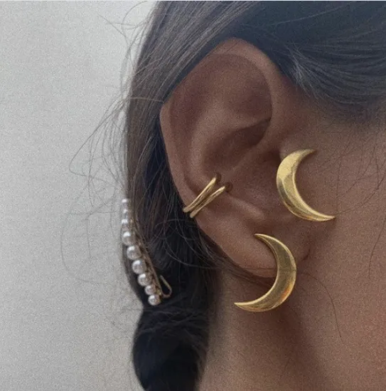 Mama Crescent Moon Stud Earrings