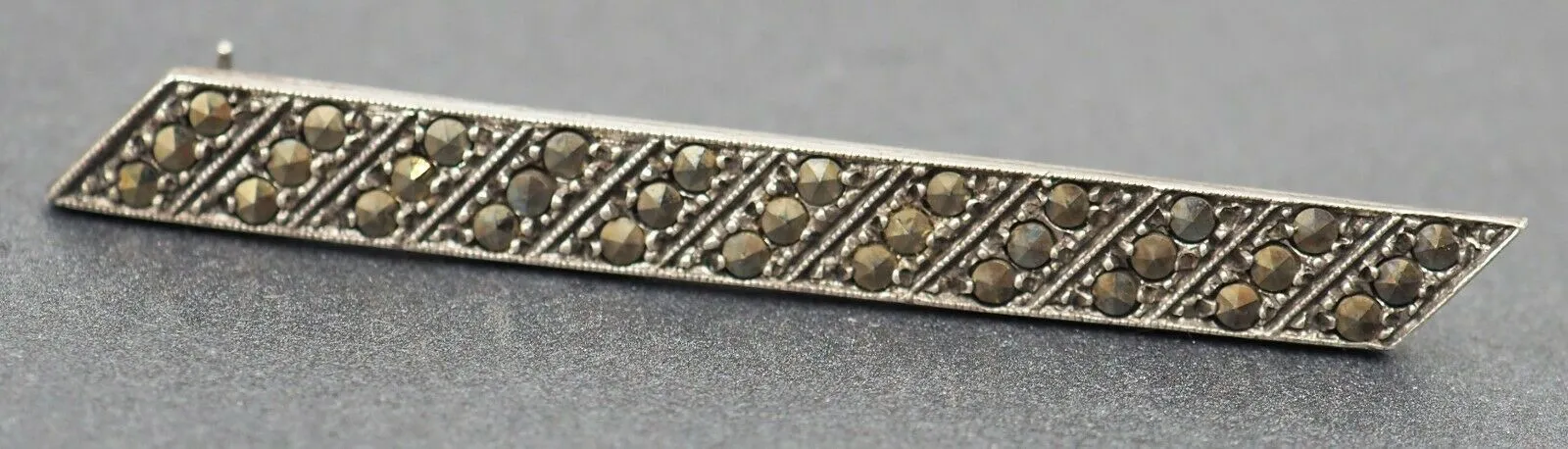 Marcasite Sterling Silver Bar Brooch