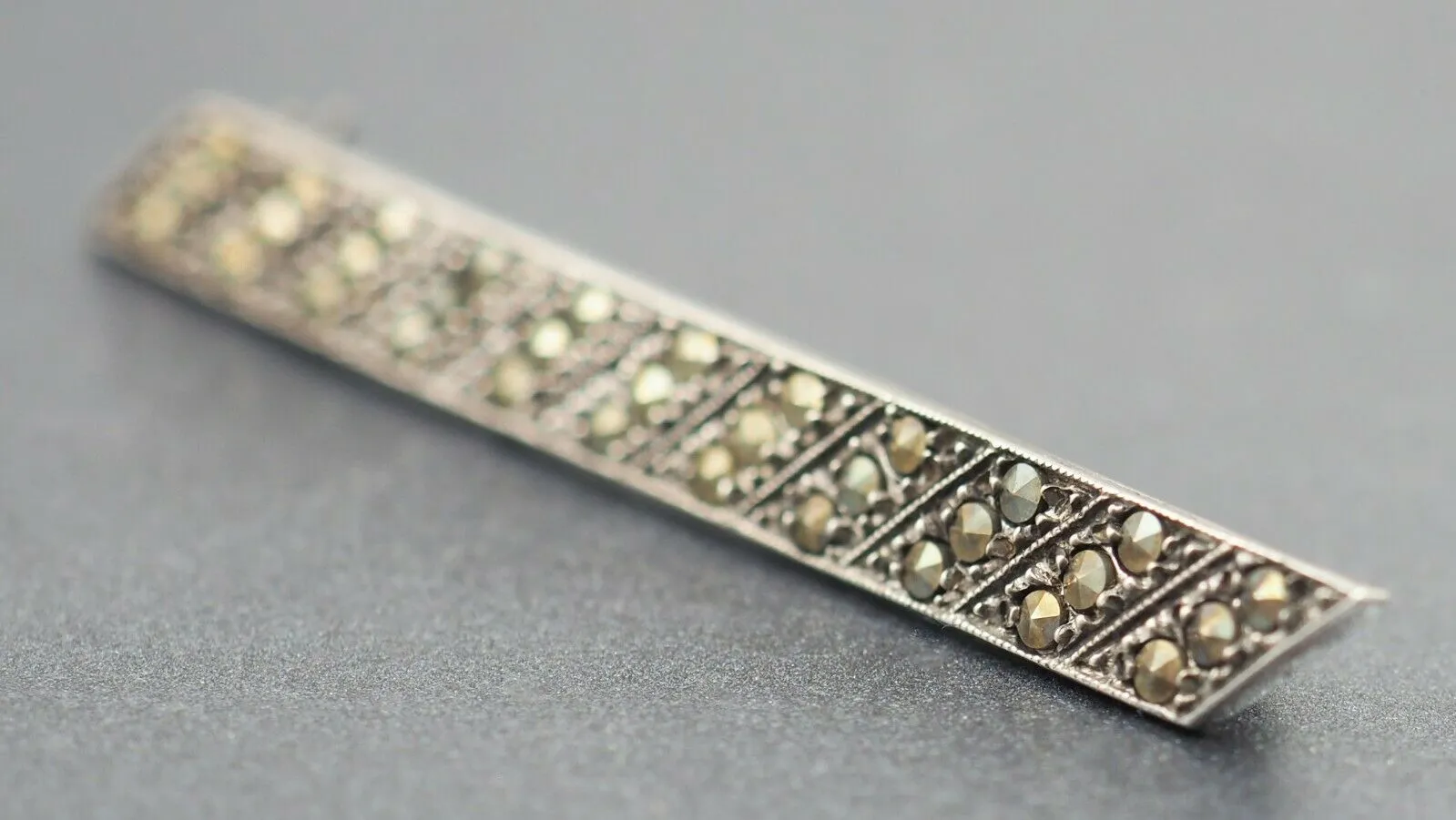 Marcasite Sterling Silver Bar Brooch