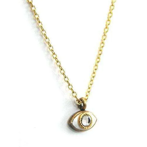 Michal Golan Tiny Gold and Enamel Evil Eye Pendant Necklace