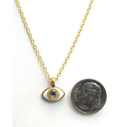 Michal Golan Tiny Gold and Enamel Evil Eye Pendant Necklace