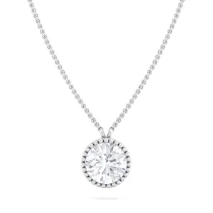 Milgrain Bezel Round Lab Grown Diamond Pendant