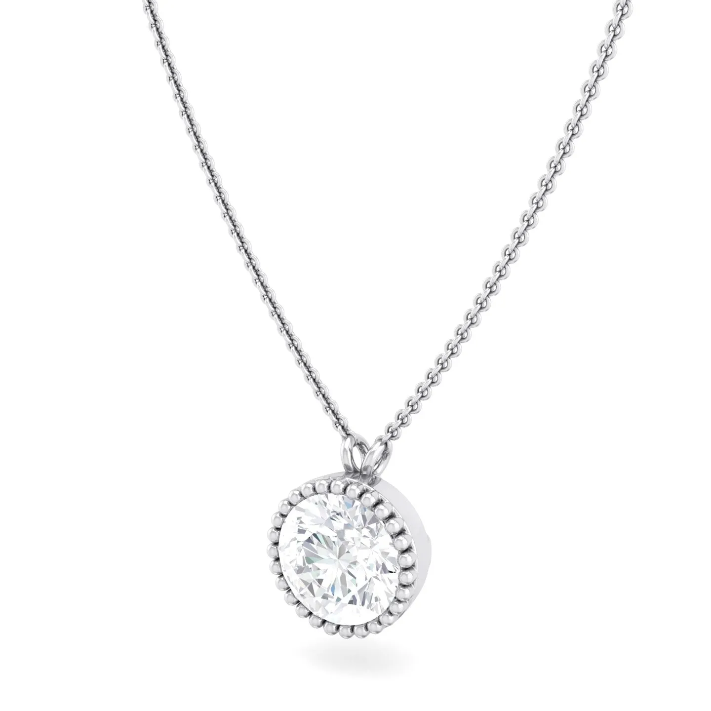 Milgrain Bezel Round Lab Grown Diamond Pendant