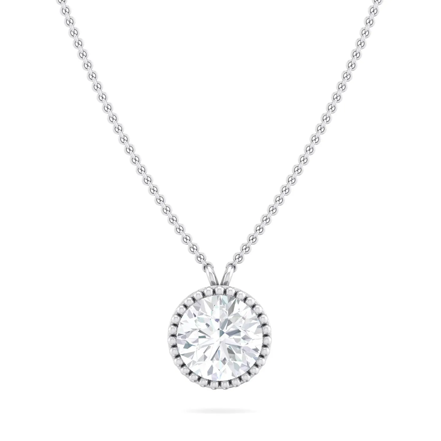 Milgrain Bezel Round Lab Grown Diamond Pendant