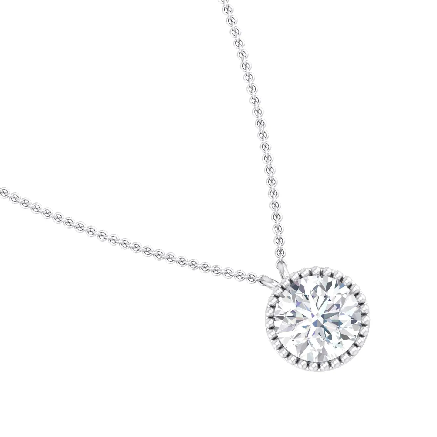 Milgrain Bezel Round Lab Grown Diamond Pendant