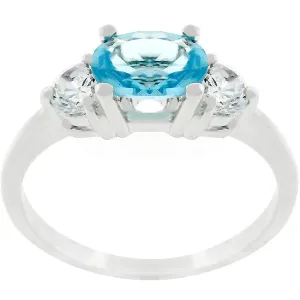 Miranna 1.2ct Blue Topaz CZ Rhodium Classic Oval Ring