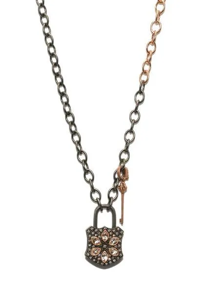 Mo & Me Blackened Silver and Rose Gold Rolo Chain Necklace