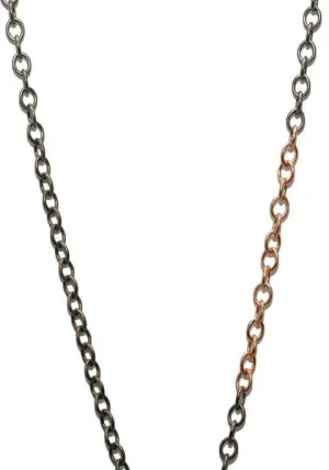 Mo & Me Blackened Silver and Rose Gold Rolo Chain Necklace