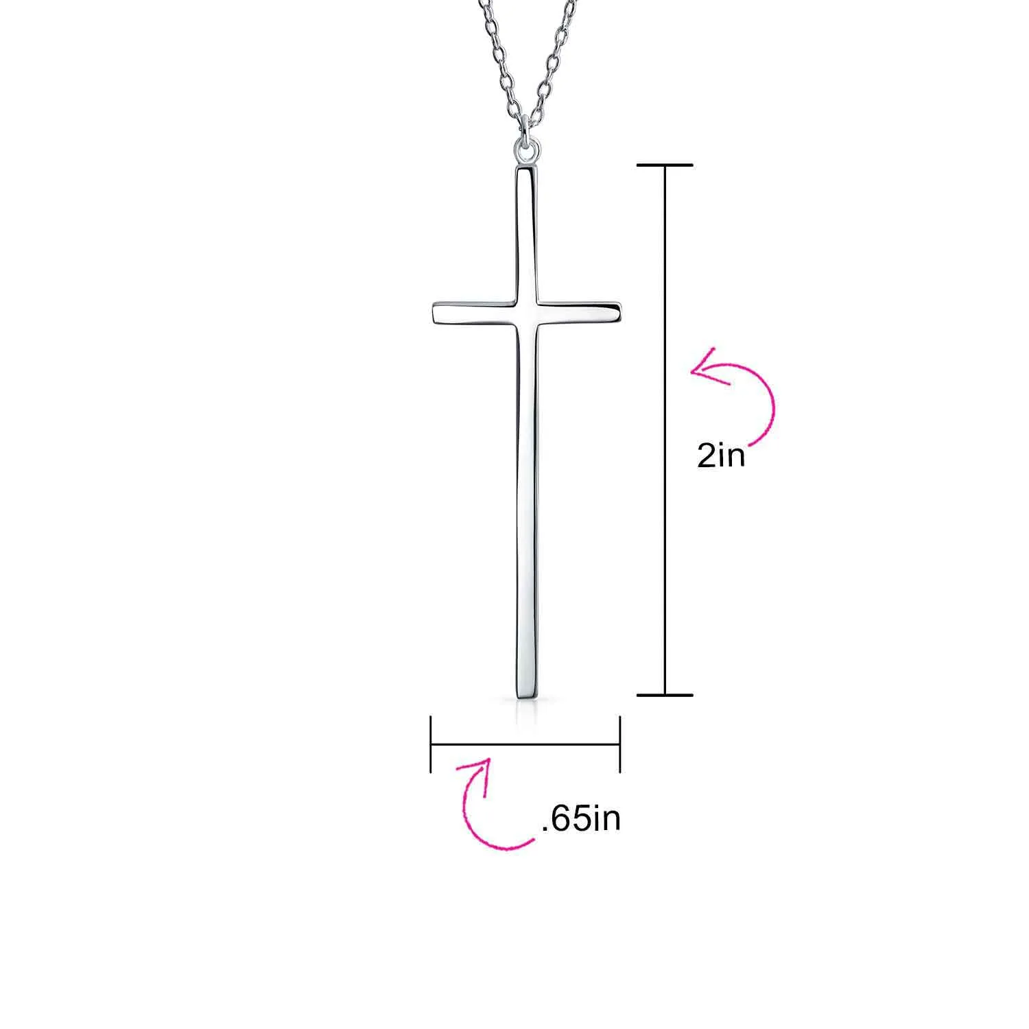 Modern Rose Gold Plated Sterling Silver Latin Cross Pendant Necklace