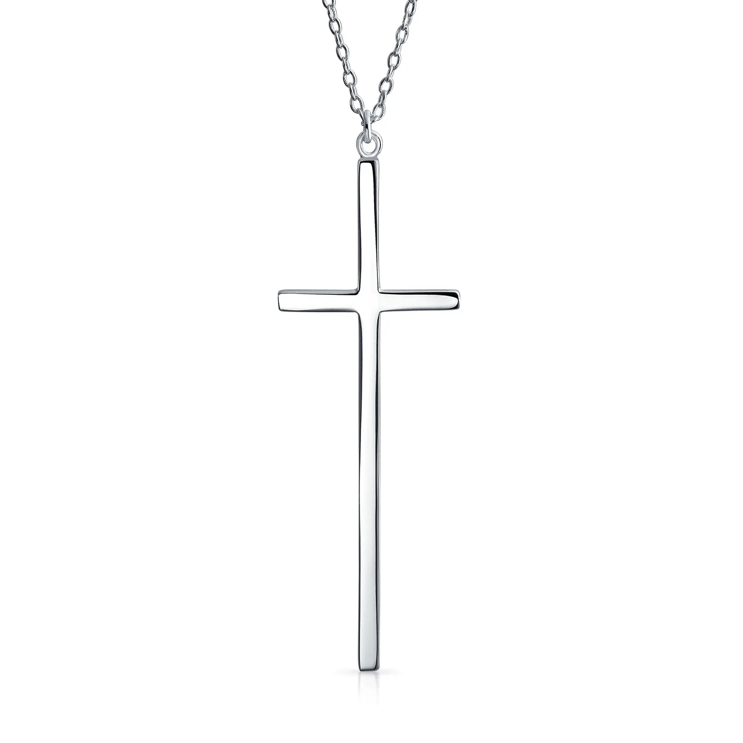 Modern Rose Gold Plated Sterling Silver Latin Cross Pendant Necklace