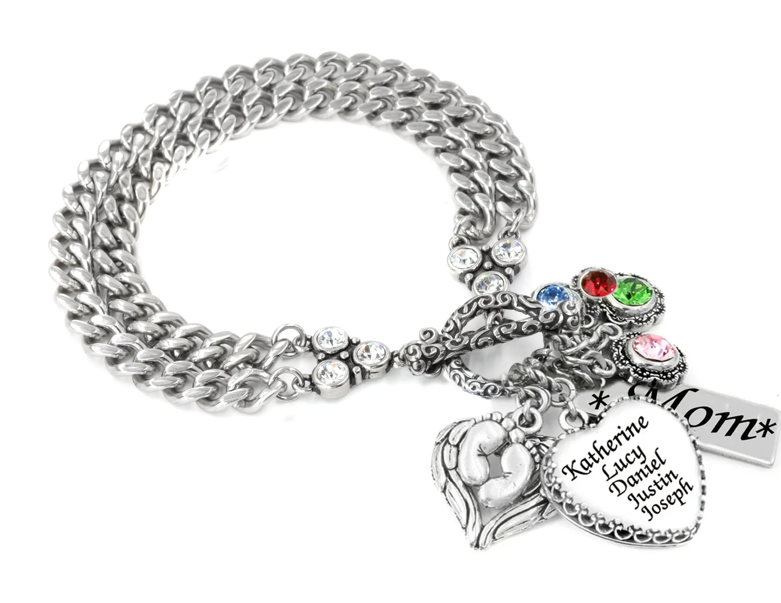 Mothers Charm Bracelet with Children's Names