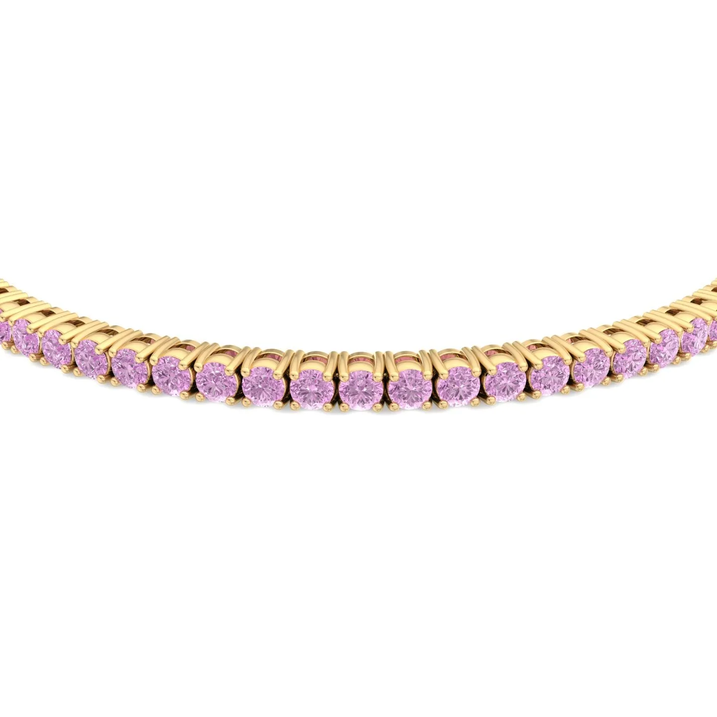 Natural Pink Sapphire Tennis Bracelet 14K Solid Gold