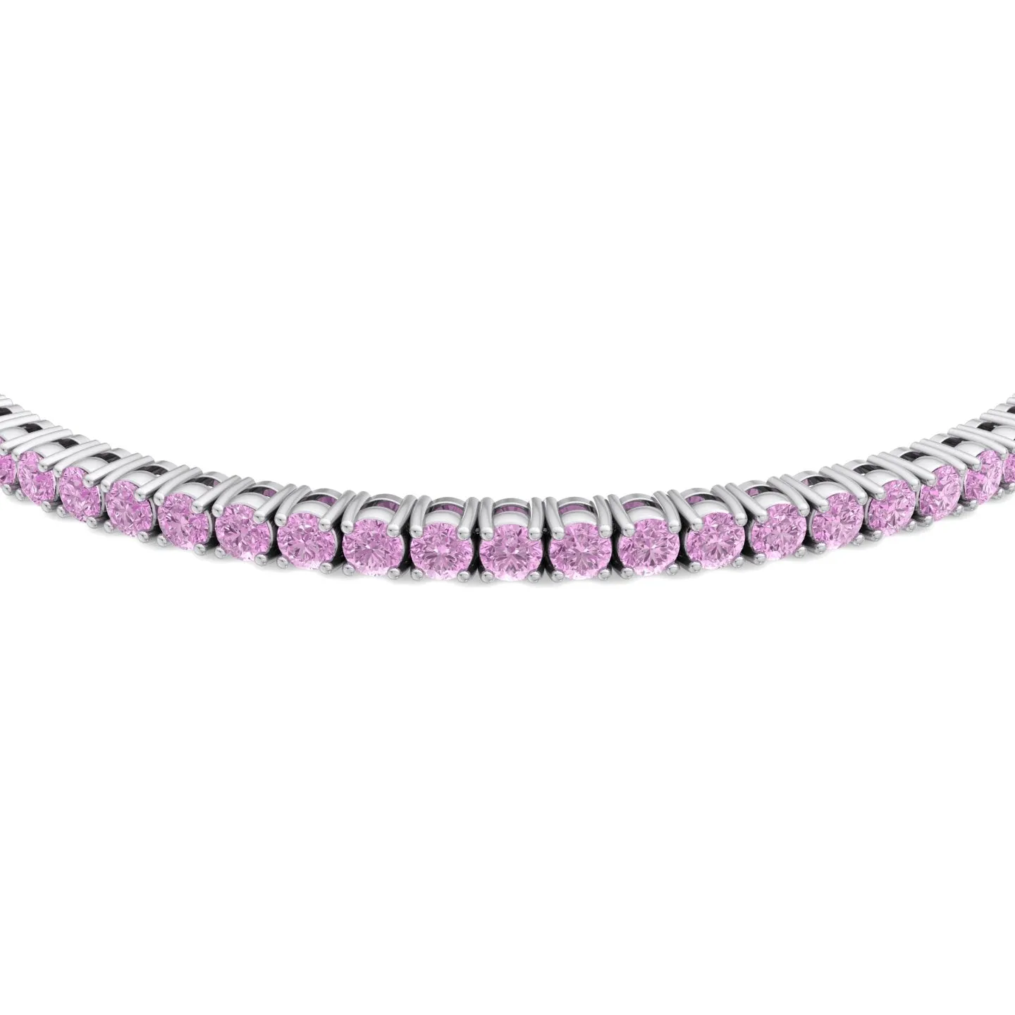 Natural Pink Sapphire Tennis Bracelet 14K Solid Gold