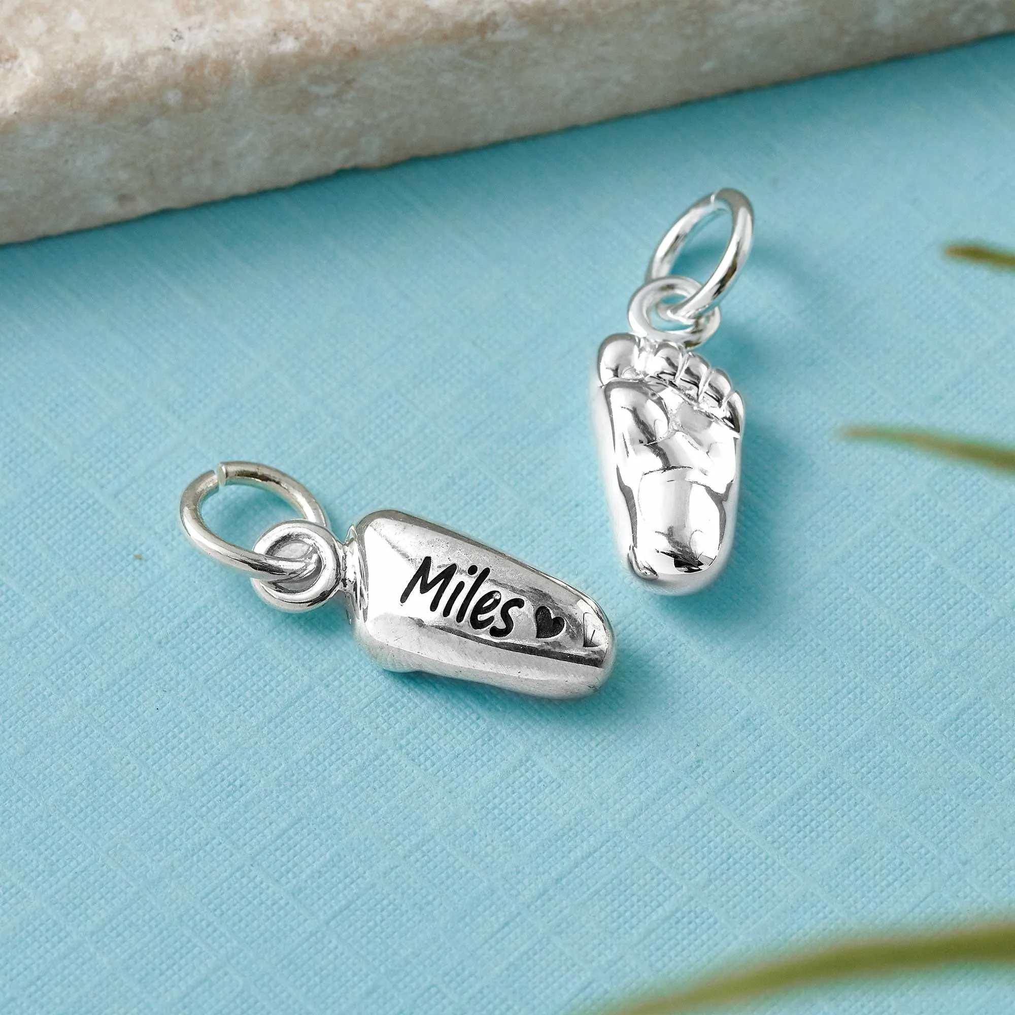 New Baby Personalised Silver Charm