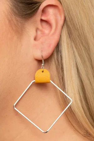 Paparazzi Earring ~ Friends of a LEATHER - Yellow