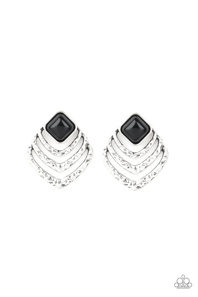 Paparazzi Earring ~ Rebel Ripple - Black