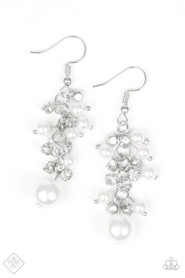 Paparazzi Earrings - Classy Crescendo - White