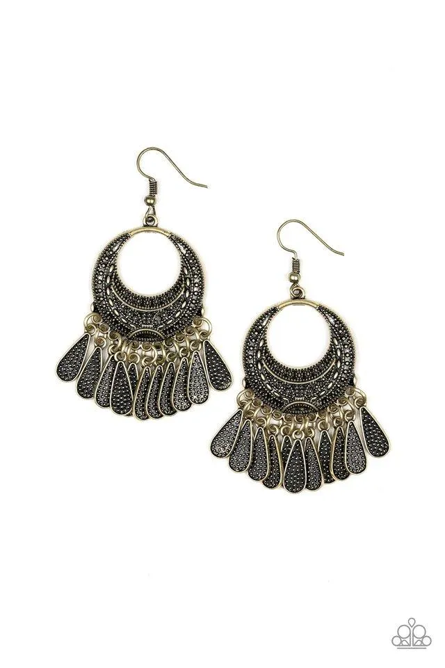 Paparazzi Earrings ~ Mesa Majesty - Brass