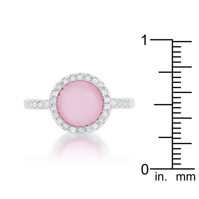 Patricia 0.3ct CZ Pink Cat's Eye Rhodium Classic Ring