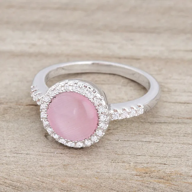 Patricia 0.3ct CZ Pink Cat's Eye Rhodium Classic Ring