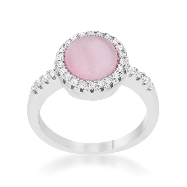 Patricia 0.3ct CZ Pink Cat's Eye Rhodium Classic Ring