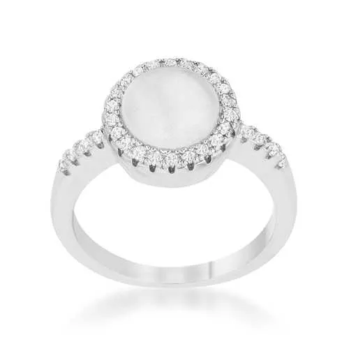 Patricia 0.3ct CZ White Cat's Eye Rhodium Classic Ring