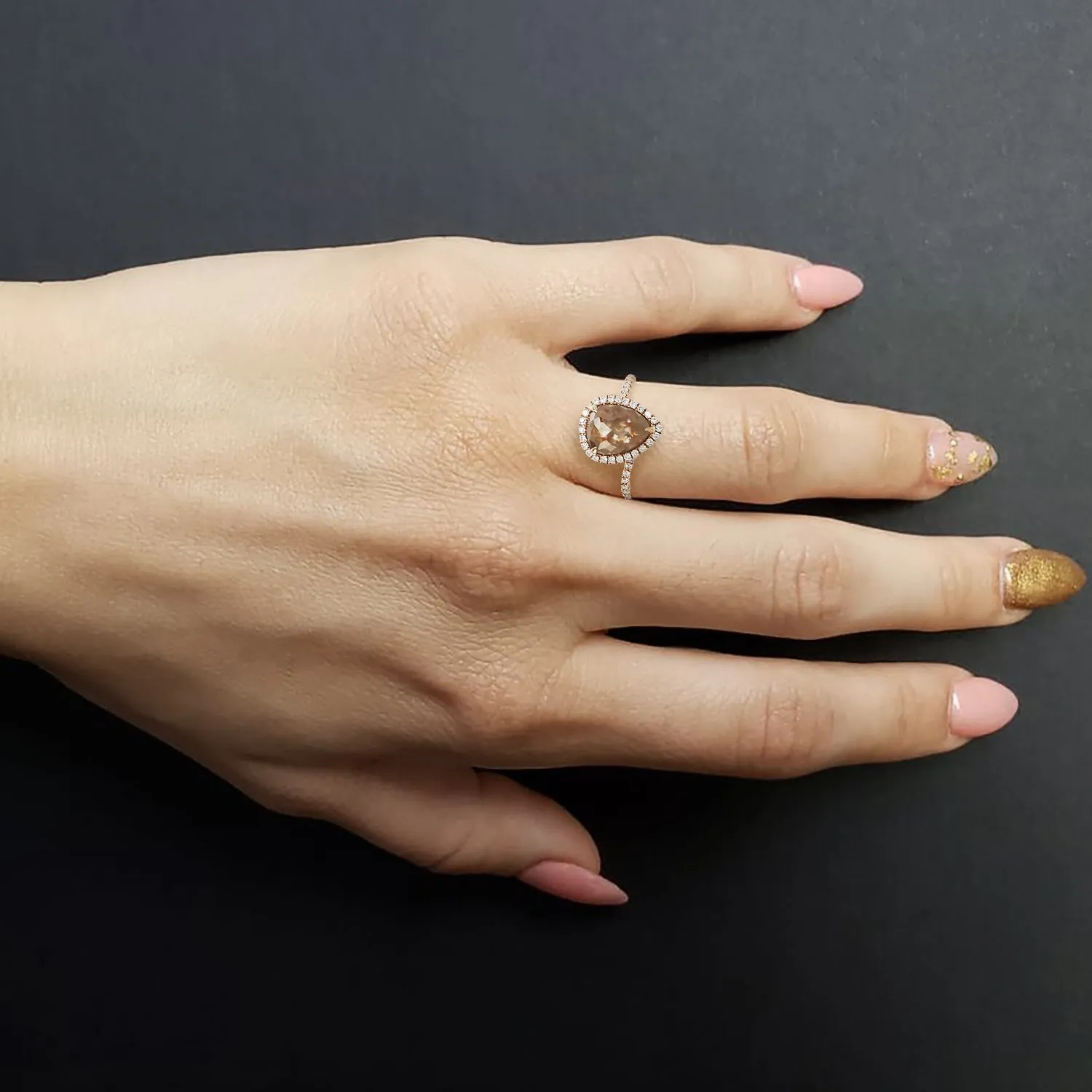 Pear-Shape Taupe Diamond Ring