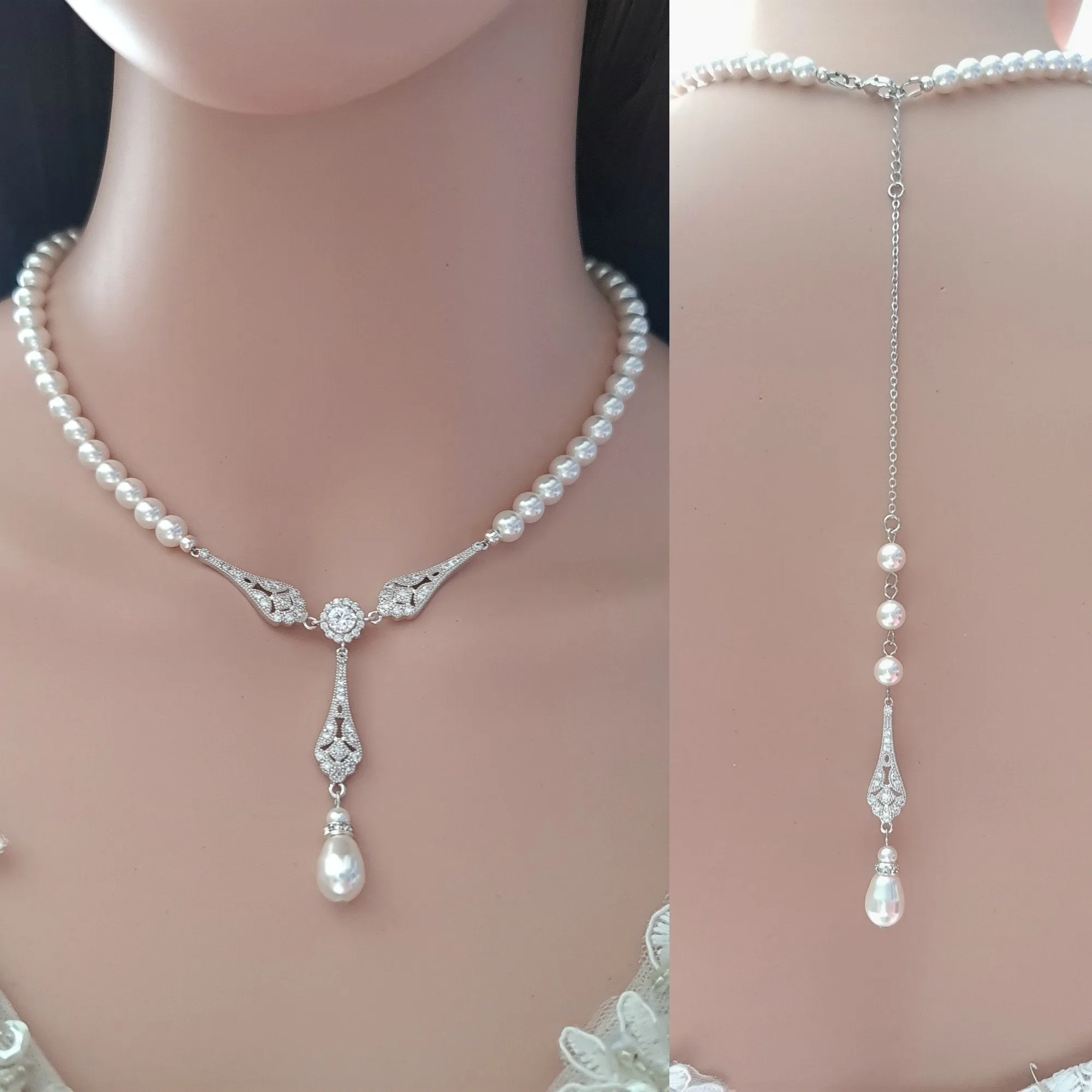 Pearl Backdrop Necklace-Lisa