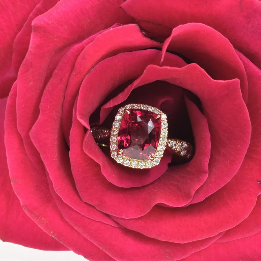 Pigeon Blood Ruby Ring with Pave Diamonds