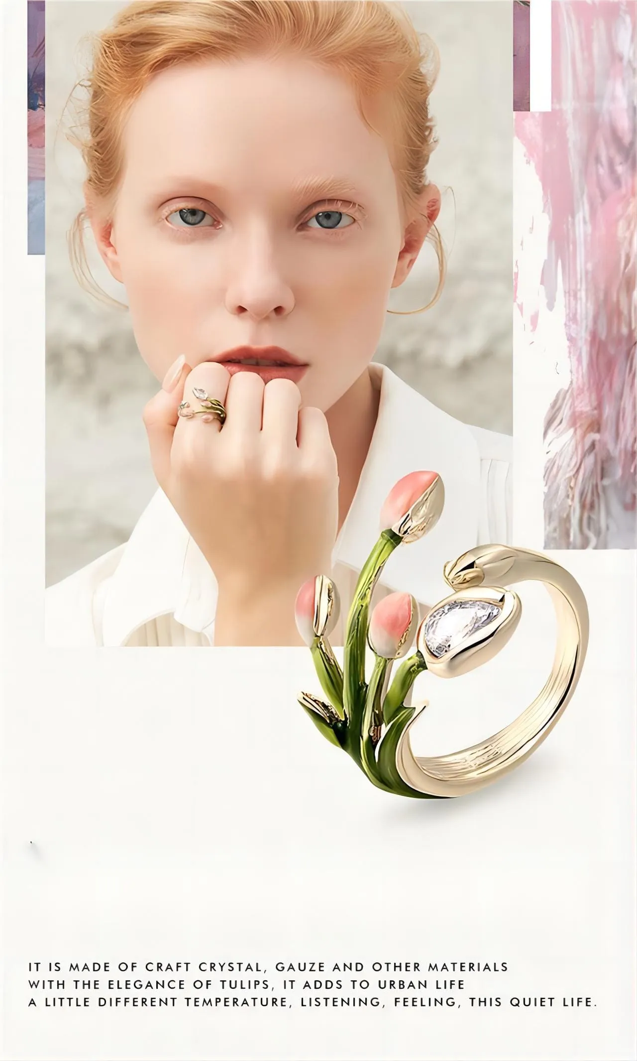 Pink Crystal Beauty Tulip Ring