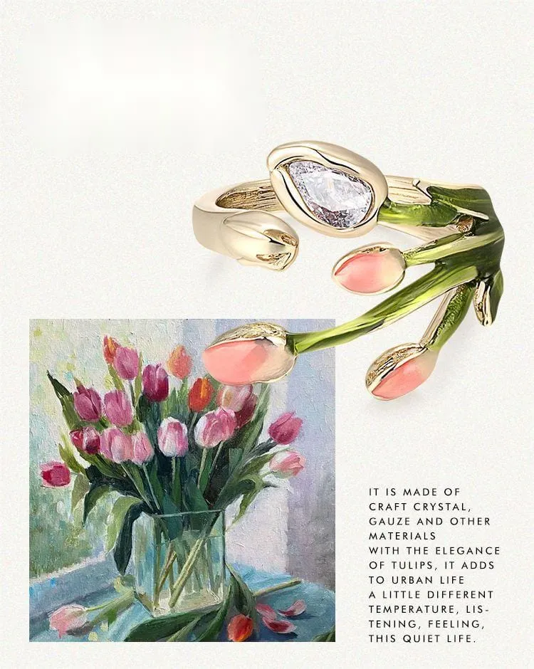 Pink Crystal Beauty Tulip Ring