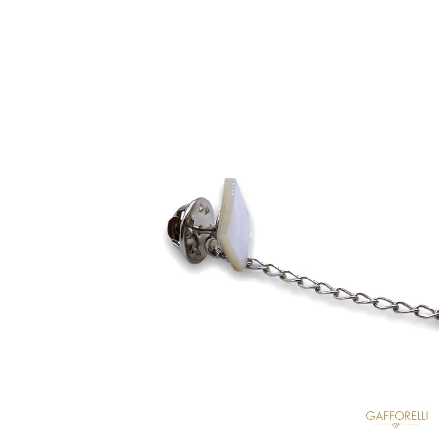 Pins with Mother-of-pearl Rhombuses and Butterfly Hook Closure U394 - Gafforelli Srl