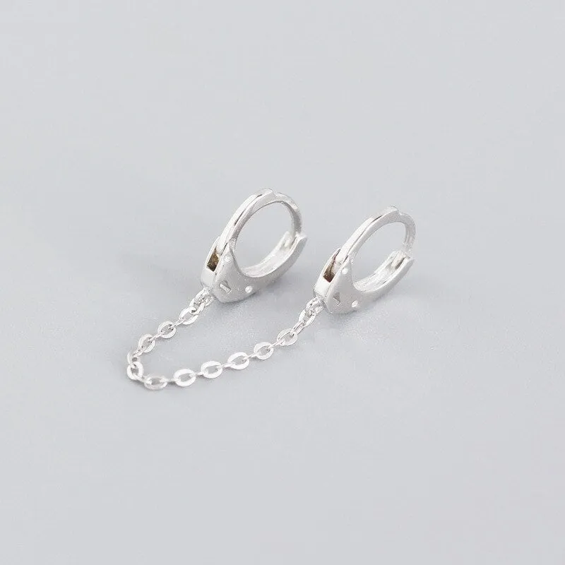 Punk Handcuffs Link Chain Hoop Earrings