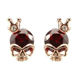 Punk Skull Crown Ear Stud Exquisite Zinc Alloy Rhinestones Earrings for Women