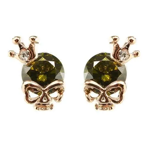 Punk Skull Crown Ear Stud Exquisite Zinc Alloy Rhinestones Earrings for Women