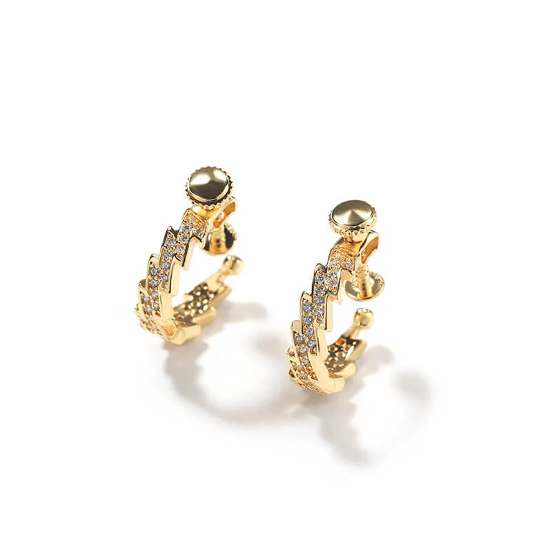 Punk Spiral Lightning Zircon Brass Stud Earrings