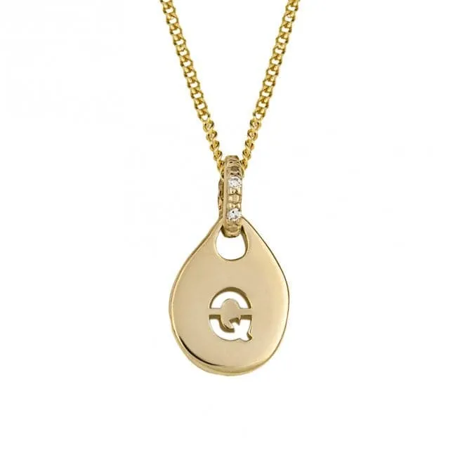 Q Organic Initial Tag with Diamond Set Bale Pendant GP2325