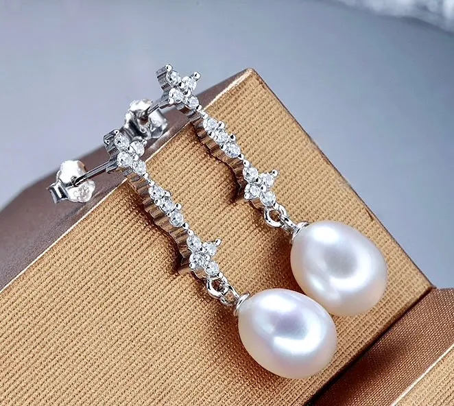 "Kamila" - Freshwater Pearl and Sterling Silver Bridal Earrings