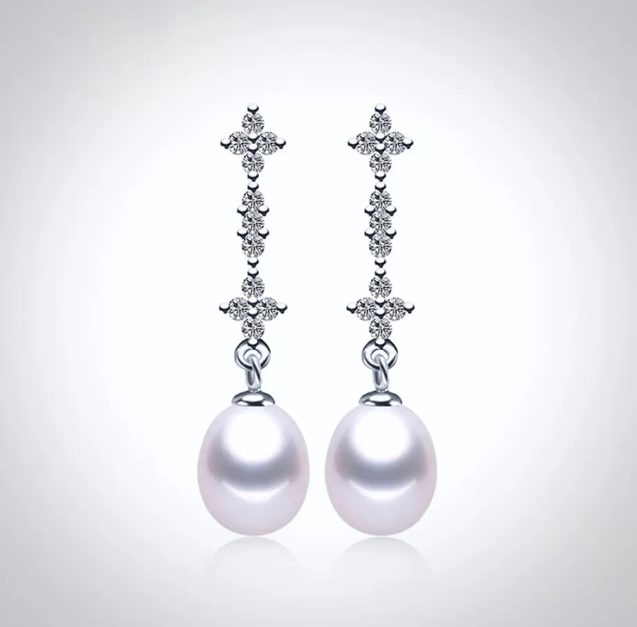 "Kamila" - Freshwater Pearl and Sterling Silver Bridal Earrings