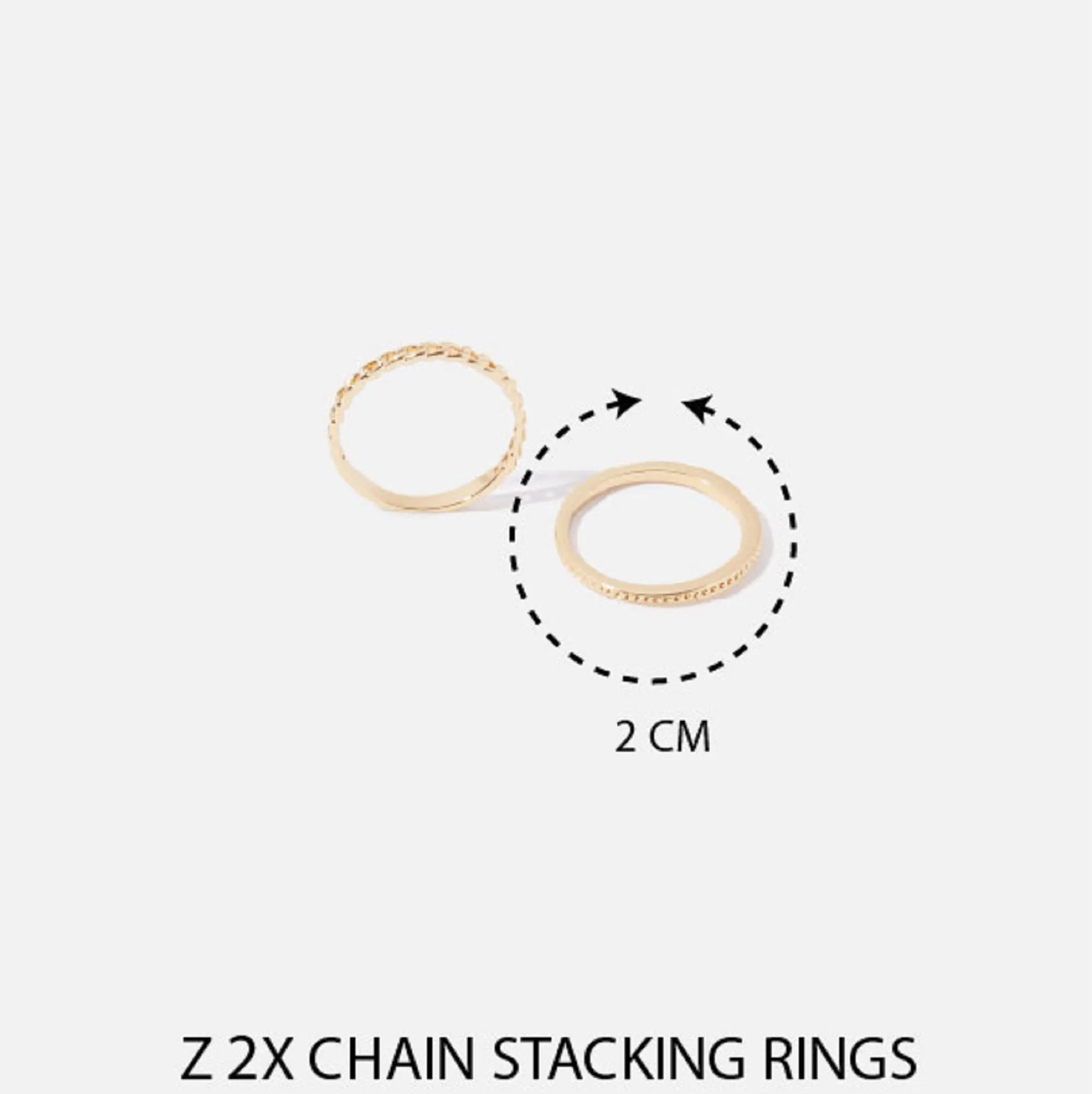 Real Gold Plated set of 2 Chain Stacking Rings For Women By Accessorize London-Small