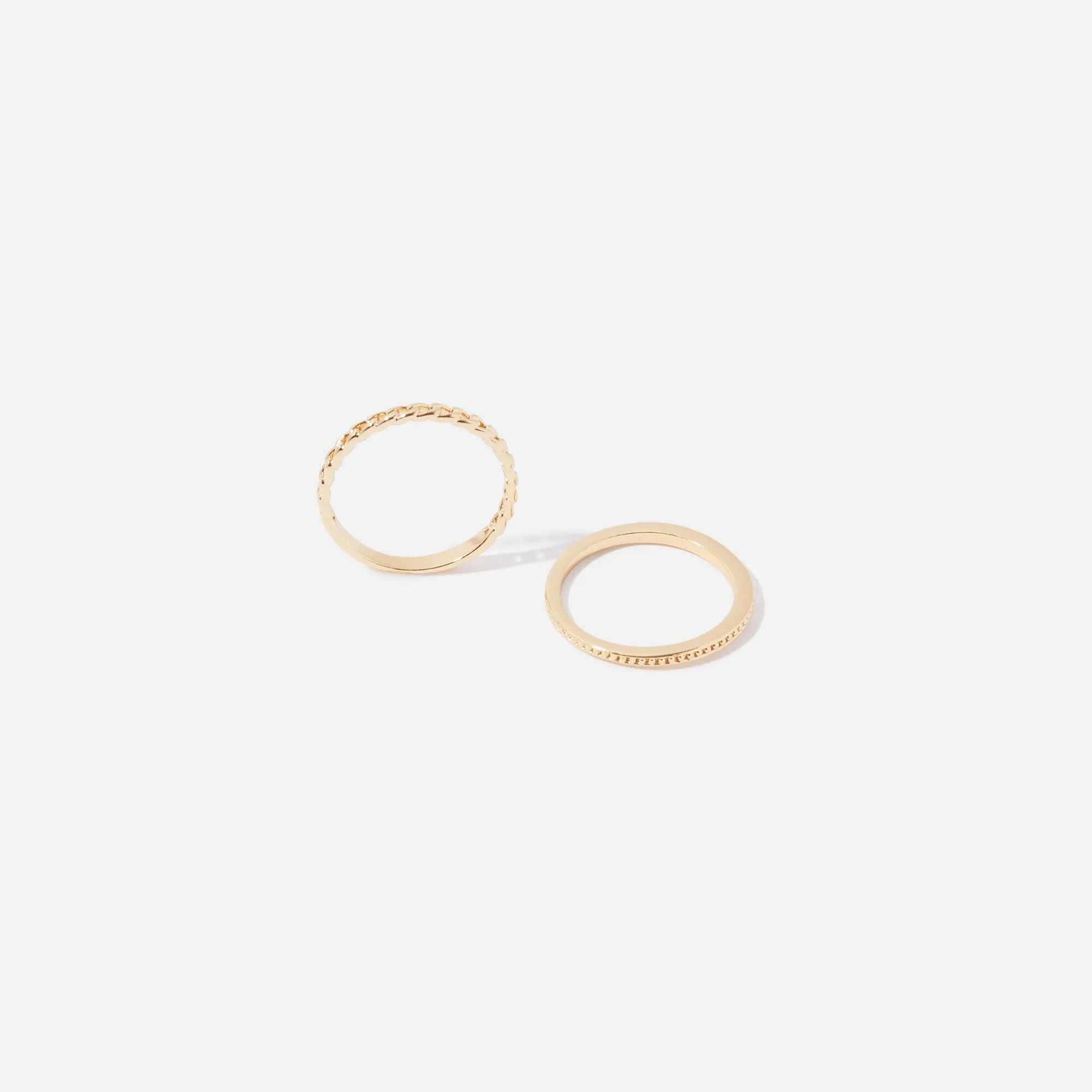 Real Gold Plated set of 2 Chain Stacking Rings For Women By Accessorize London-Small