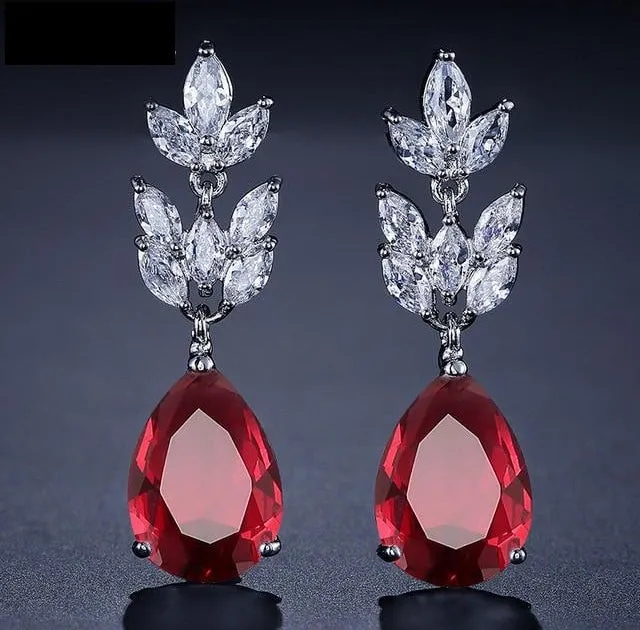 Romantic Bridal Wedding  Jewelry Exquisite Cubic Zircon Dangle Earrings in 6 Colors