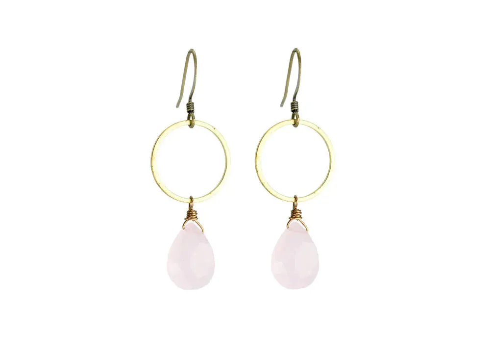 Rose Chalcedony Circle Earrings