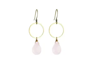 Rose Chalcedony Circle Earrings