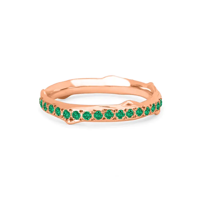 Rose Thorn Pavé Emerald Band