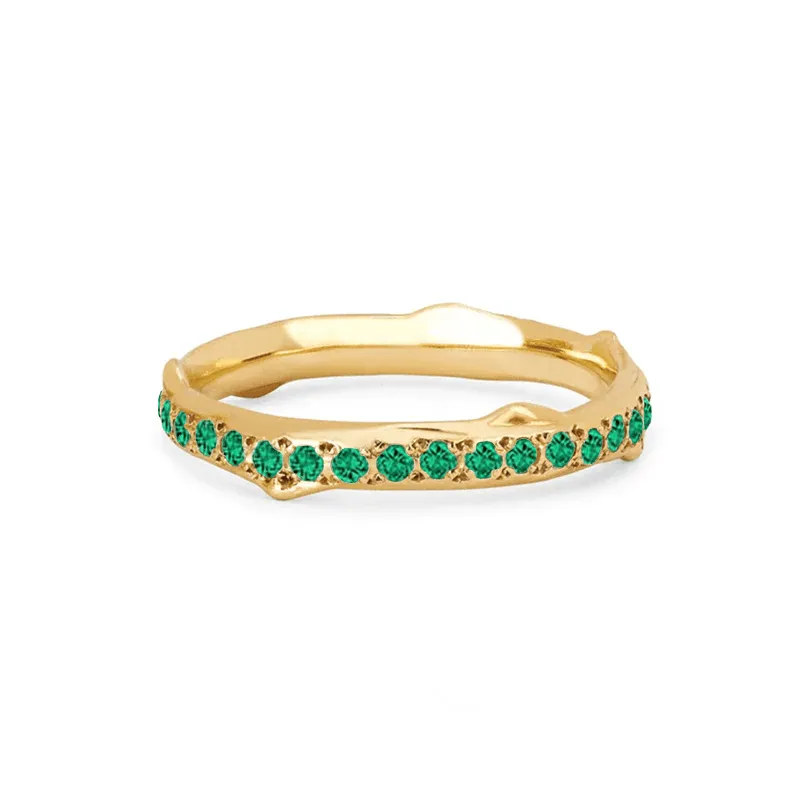 Rose Thorn Pavé Emerald Band