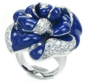 Rosette - Blue Enamel with CZ Ring