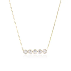 Round Diamond Halo Bar Necklace